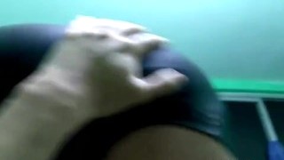 PART2 Handjob With Cum! Long Rubber Gloves Leather Shorts Riding Boots