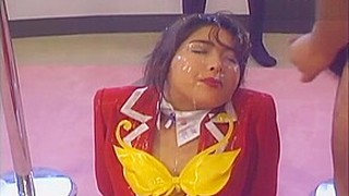 Adorable Japanese Stewardess Girl Takes Allot Of Bukkake