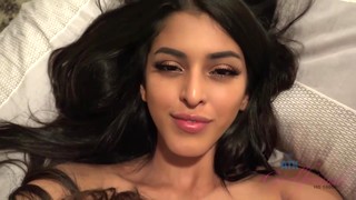 Gorgeous Brunette With Small Boobs, Sophia Leone Is Smoking And Giving A Hot, POV Footjob