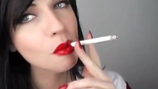 Stunning Brunette Smoking