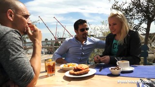 Blonde With Long Hair Gets Worked On In A Threesome