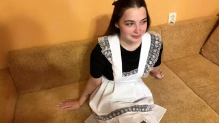 Shy Russian Schoolgirl Tries To Swallow BF's Dick And Takes It In Doggy Pose