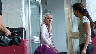 Blonde & Brunette Engaged In Arousing Catfight