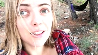 Risky Pussy Play And Creamy Cum In The Camp Near The Cliff! Can You Stand The Power Of Storm?