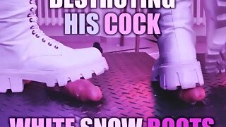 Slave POV Of Tamy Destroying Your Cock In White Snow Boots With An Aggressive CBT, Bootjob And Post Orgasm- FH Exclusive
