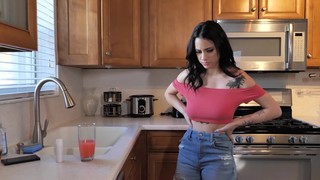 Brunette Melody Foxx Enjoys While Giving Her Man A Blowjob