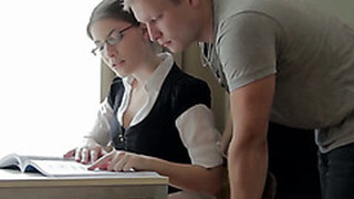 Nerdy Librarian Licks Pole And Rides It Face To Face Slowly