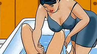 Wife  Making A Handjob In The Bath Cartoon