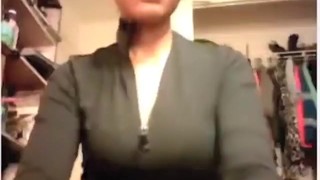 Big Boobed Ebony Girl Plays With Her Shaved Cameltoe Pussy On The Floor