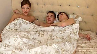 Fluky Fucker Has Two Terrific Teens All Over Him