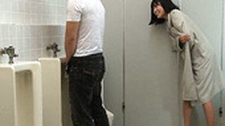 Crazy Asian Chick Uta Kohaku Pisses On Dick Of One Stranger Dude In A Public Toilet