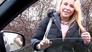 Flirty Blonde Fucked In Car